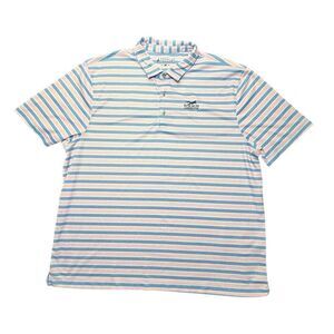 Bermuda Sands Sz 2XL Polo Shirt Fox Run Country Club Pink Blue White Striped XXL
